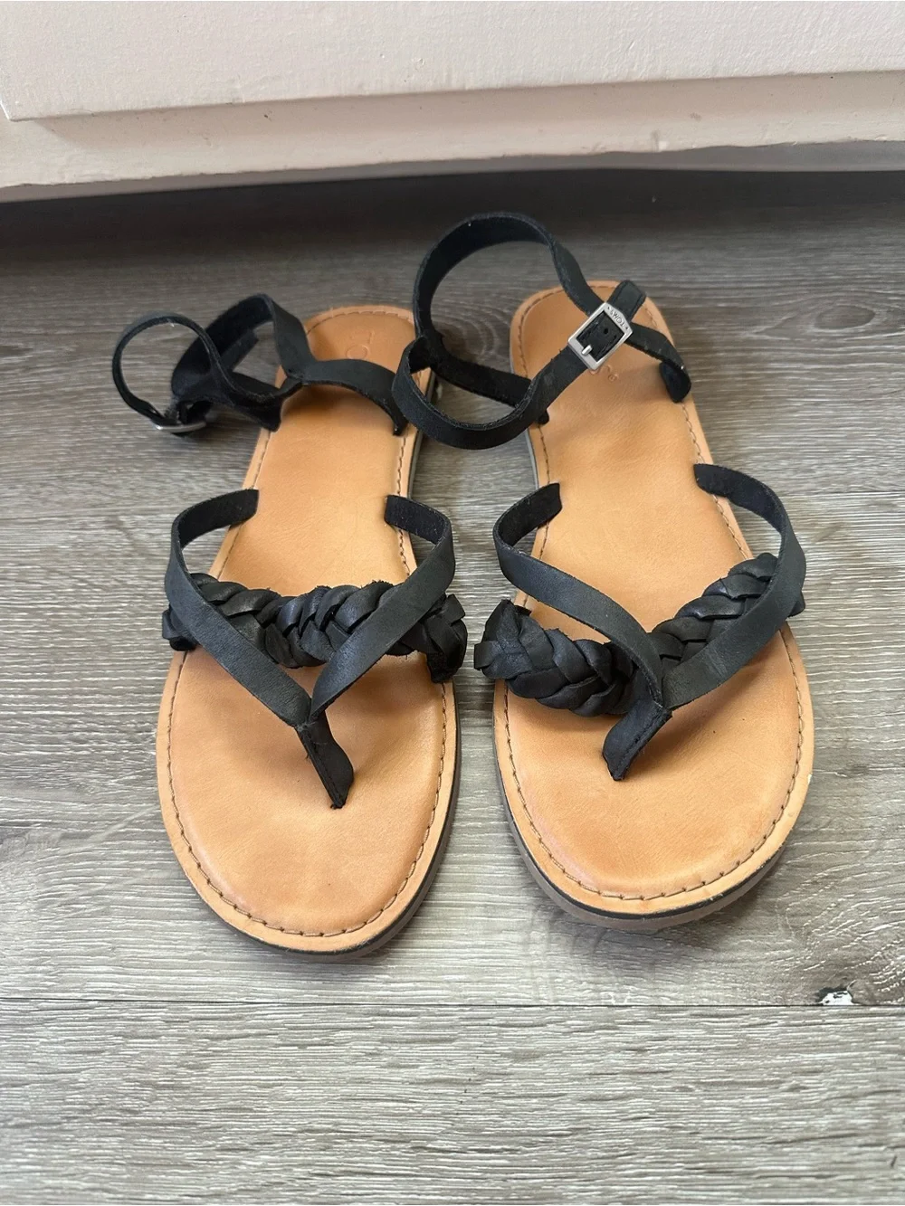 Toms Black Braided Ankle-Strap Sandals - Picture 4 of 7
